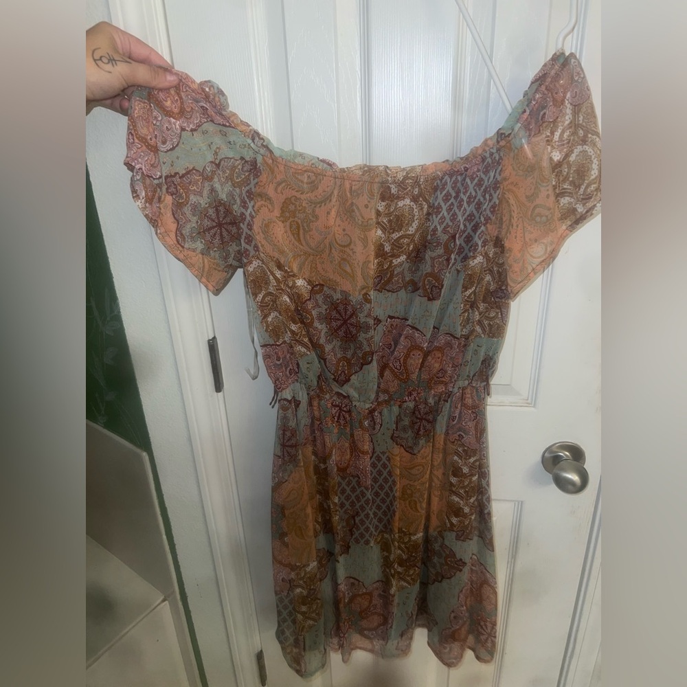 Bohemian Paisley Off-Shoulder Dress